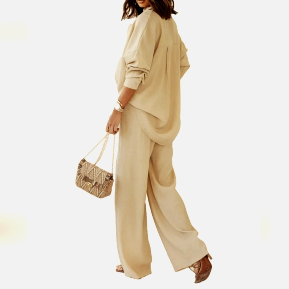 NWT Kailier Button Down Blouse and Pant Matching Set